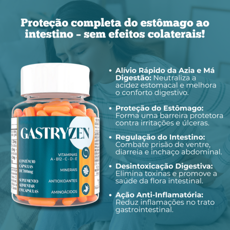 Gastryzen Original 30 Cápsulas - Equilíbrio da Flora Intestinal - Frete Grátis