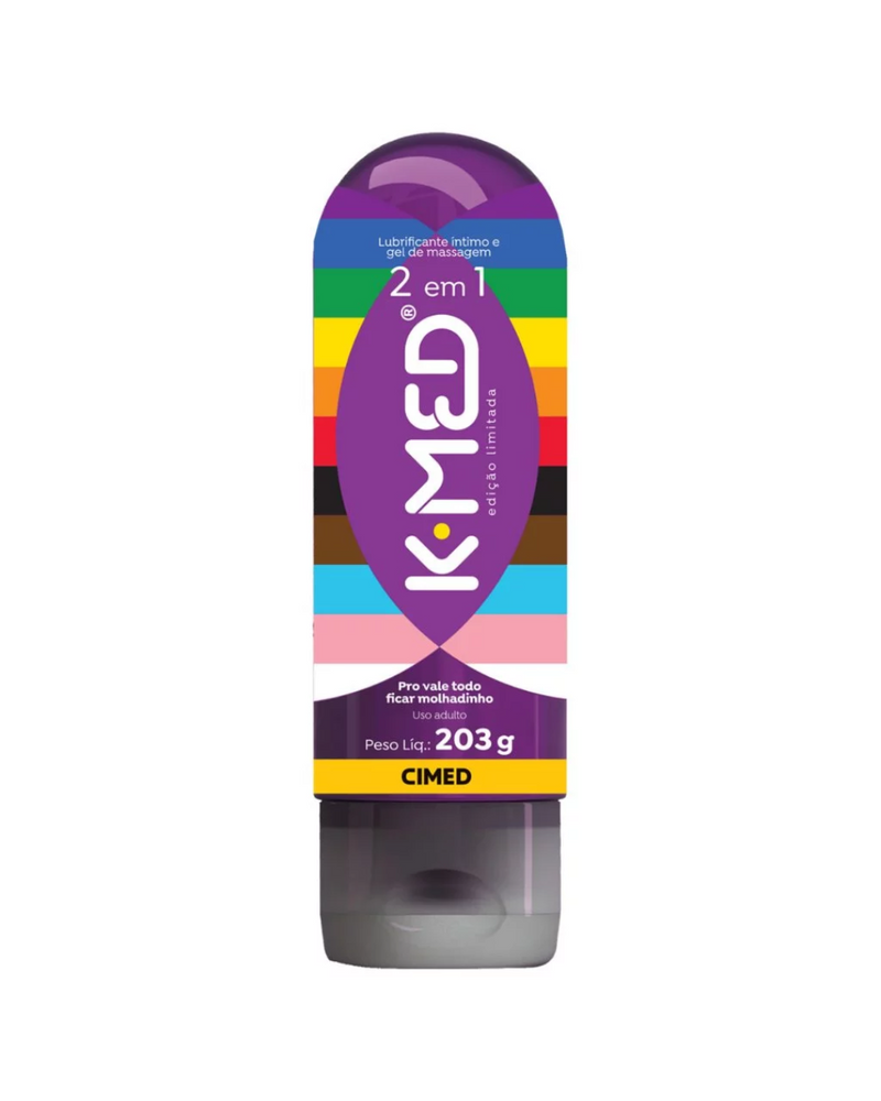 Lubrificante Íntimo Gel Massagem K-med 200g Cimed LGBT Gay Frutado Suave Fresco Tutti Frutti Erótico Transparente Vale