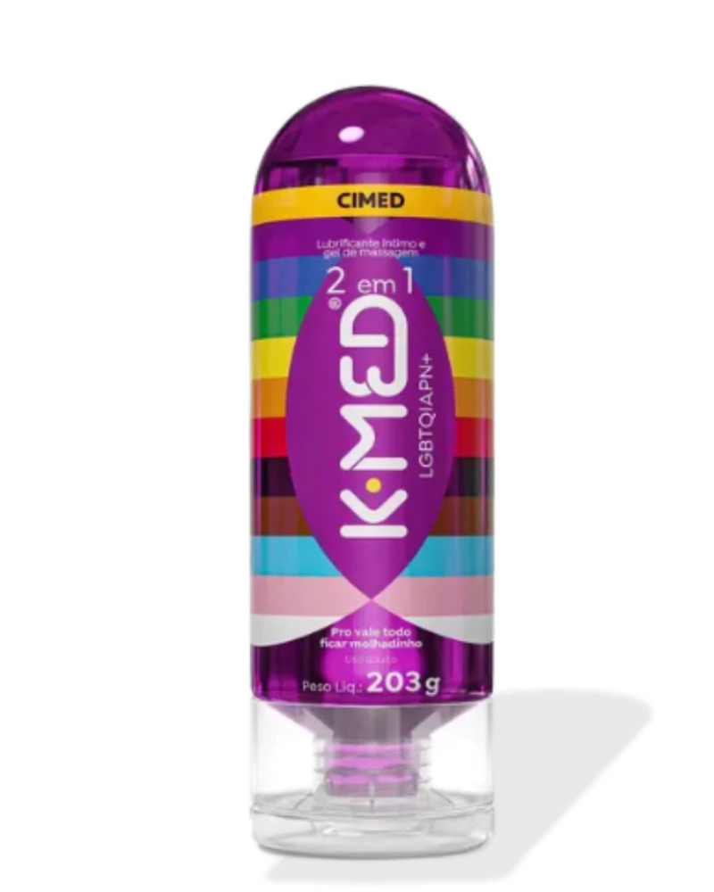 Lubrificante Íntimo Gel Massagem K-med 200g Cimed LGBT Gay Frutado Suave Fresco Tutti Frutti Erótico Transparente Vale