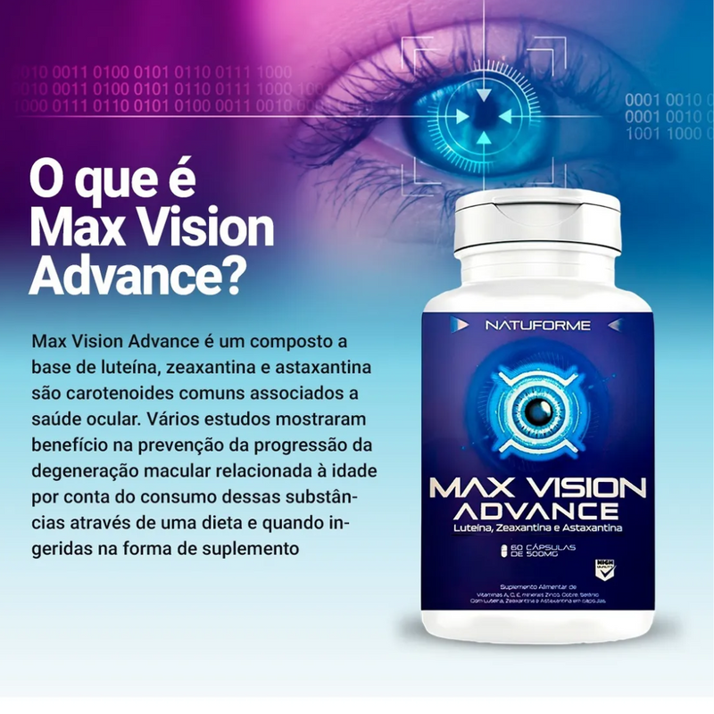 Max Vision Advance - Luteína, Zeaxantina & Astaxantina - 60 tabletes