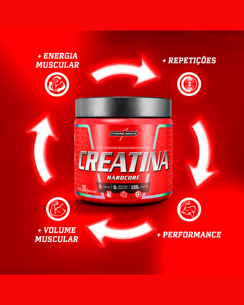 Creatina 100% Pura 300g Hardcore
