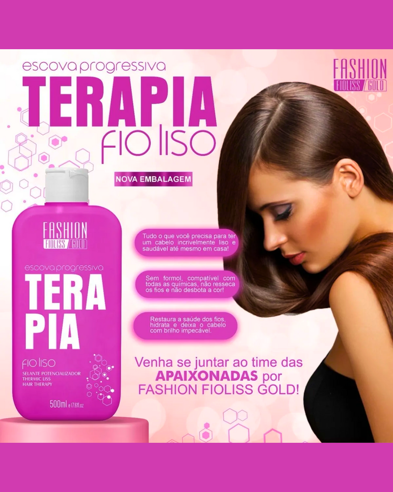 TERAPIA FIO LISO  Progressiva sem Formol  PROMOÇÃO SÓ HOJE 50% DE Desconto 500 ml - Terapia dos Fios - Beleza Radiante Cabelo Liso